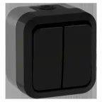 TORS Выключатель двухклавишный проходной 10А IP55 TS125 графит IEK