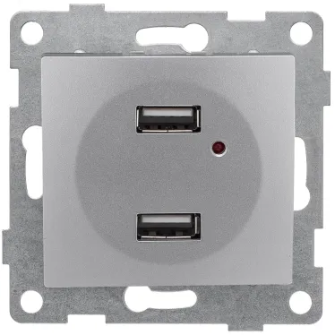 Розетка USB Bravo, механизм, двойной, серебро