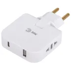 Тройник электрический поворотный на 2 розетки + 2USB A+C 10А белый SPF-2-FL-USBC