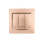                  Мира Выключатель тройной светло-коричневый металлик
               