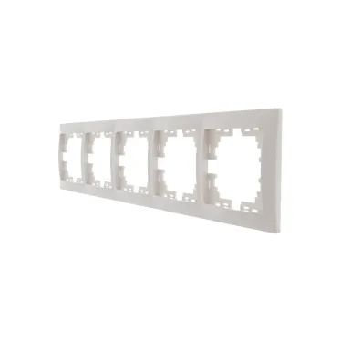 MIRA Рамка 5 постов горизонтальная белая без вставок