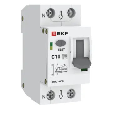 Устройство защиты от дугового пробоя (УЗДП) с автоматическим выключателем 1P+N 10А (C) 6кА PROXIMA EKF