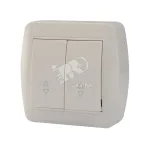                  Демет Выключатель проходной двойной белый
               