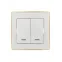 Выключатель RAIN двойной с подсветкой белый с боковой вставкой золото