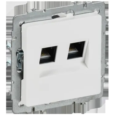 BRITE Розетка компьютерная двойная RJ45 кат.6 РК11-2-БрАБ арктический белый IEK