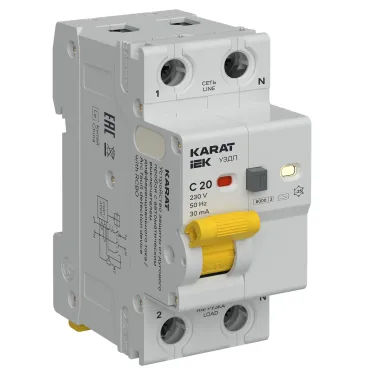 KARAT Устройство защиты от дугового пробоя с выключателем автоматическим дифференциального тока 1P+N C 20А 30мА тип A IEK
