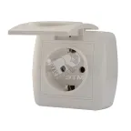 DEMET Розетка с заземлением с крышкой наружная белая