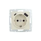VESNA Розетка с/з TC+USB разъём крем