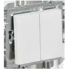                  BRITE Выключатель 2-клавишный проходной 10А безвинтовое крепление ВС11-2-6-БрАБ арктический белый IEK
               