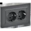 BRITE Розетка 2-местная с заземлением без защитных шторок плоская 16А в сборе РСПл12-3-БрГ графит IEK