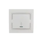 Мира Выключатель 1клавишный проходной с подсветкойбелой вставкой