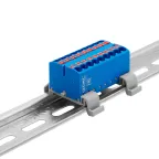                  Блок распределительный с гориз. адаптером на рейку шириной 35мм, зажим push-in, 18 точек подключения 2,5 кв.мм, синий
               