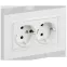 BRITE Розетка 2-местная с заземлением с защитными шторками плоская 16А в сборе РСшПл12-3-БрАБ арктический белый IEK
