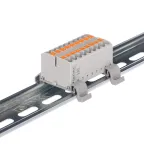                  Блок распределительный с гориз. адаптером на рейку шириной 35мм, зажим push-in, 18 точек подключения 2,5 кв.мм, серый
               