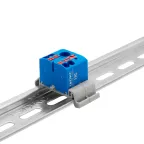 Блок распределительный с гориз. адаптером на рейку шириной 35мм, зажим push-in, 1 ввод 6 кв.мм, 4 точки подключения 2,5 кв.мм, синий