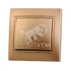                  Мира Выключатель проходной металлик золото с вставкой
               