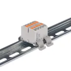 Блок распределительный с гориз. адаптером на рейку шириной 35мм, зажим push-in, 10 точек подключения 2,5 кв.мм, серый