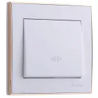                  Выключатель RAIN промежуточный белый с боковой вставкой золото
               