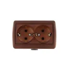 Розетка двойная с/з закрытый корпус керамика вишня (10шт/120шт)