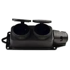 Розетка наруж.двойная с загл. 2P+PE 1х16А 240В (каучук)