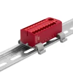                  Блок распределительный с гориз. адаптером на рейку шириной 35мм, зажим push-in, 1 ввод 6 кв.мм, 18 точек подключения 2,5 кв.мм, красный
               