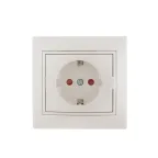 Мира Розетка с защитой от детей жемчужно-белая металлик