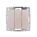 Выключатель RAIN тройной жемчужно-белый перламутр механизм