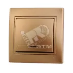                  Выключатель одноклавишный, с индикатором, золотой металлик
               