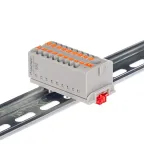 Блок распределительный с верт. адаптером на рейки шириной 15/35мм, зажим push-in, 1 ввод 6 кв.мм, 18 точек подключения 2,5 кв.мм, серый