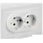 BRITE Розетка 2-местная с заземлением с защитными шторками 16А в сборе РСш12-3-БрАБ арктический белый IEK
