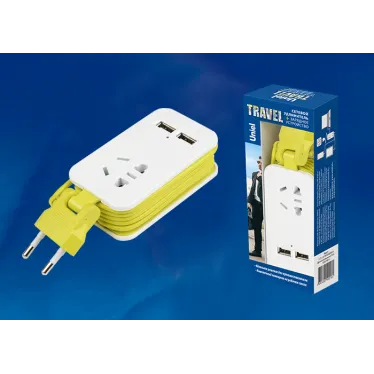 Удлинитель серии Travel, шнур 1,5м., 1 гнездо, б/з, 2USB*1,1A. S-CT1-1,5U WHITE/GREEN LM Белый с салатовым. ТМ .