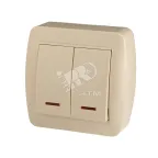                  Демет Выключатель двойной с подсветкой крем
               