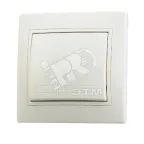                  Выключатель одноклавишный, проходной, бежевый, с бежевой вставкой
               