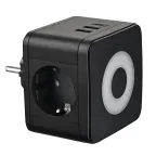 Разветвитель сетевой с выключателем с заземлением 2 гнезда 2USB+1TYPE C 16А 3500Вт Черный ТМ UnielS-GES2-16SBUC BLACK