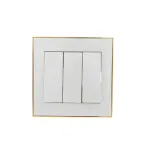 Выключатель RAIN тройной белый с боковой вставкой золото