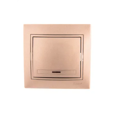 Мира Выключатель с подсветкой светло-коричневый металлик