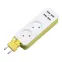Удлинитель серии Travel шнур 1,5м 2 гнездa 10A без зазамления 4USB 2,1A Белый с салатовым ТМ UnielS-CT2-1,5U WHITE/GREEN
