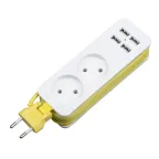 Удлинитель серии Travel шнур 1,5м 2 гнездa 10A без зазамления 4USB 2,1A Белый с салатовым ТМ UnielS-CT2-1,5U WHITE/GREEN
