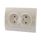 DERIY Розетка двойная без заземления ПБТ белый