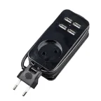 Удлинитель серии Travel шнур 1,5м 1 гнездо 10A без заземления 4USB 2,1A Черный ТМ Uniel S-CT1-1,5U BLACK