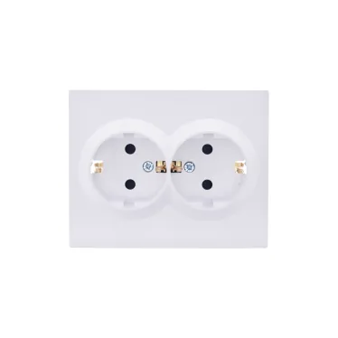 VESNA Розетка двойная с защитой от детей ПБТ белая