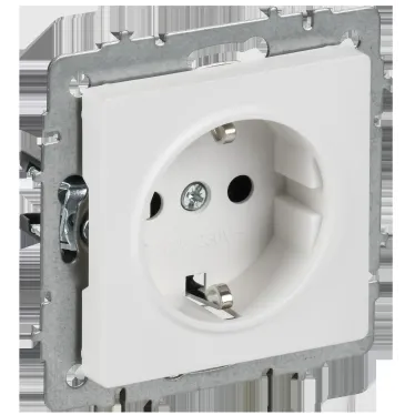 BRITE Розетка 1-местная с заземлением с защитными шторками 16А безвинтовое крепление РС24-1-0-БрАБ арктический белый IEK