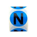                  Маркировка электрических шин. Диаметр 20мм, круг. Цвет - голубой, символ - "N" черного цвета. Упа ковка - 500 шт.
               