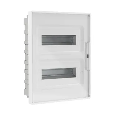 Щиток 24 мод встраиваемый для полых стен FRAME, белый, с прозрачной дверцей, с 4 шинами PEN (2шт на 8 отв. и 2шт на 6 отв.)