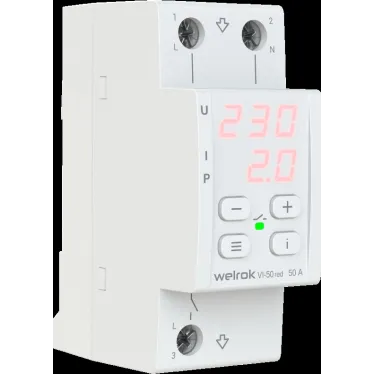 Реле напряжения c контролем тока Welrok VI-50 red