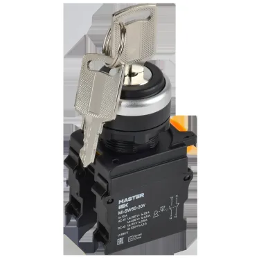 Переключатель с ключом на 3 положения 1NO+1NC чёрный MASTER IEK