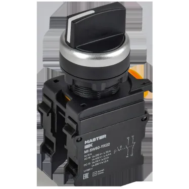 Переключатель на 2 положения возвратный 1NO+1NC чёрный MASTER IEK