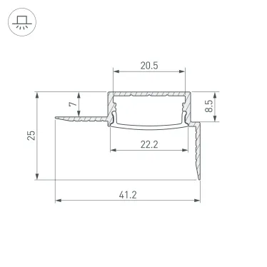 Профиль FANTOM-W20-H10-EDGE-2000 ANOD (Arlight, Алюминий)