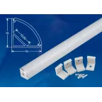 Угловой алюминиевый профиль UFE-K06 SILVER/FROZEN 200 POLYBAG с матовым рассеивателем, 200 см. 2 заглушки+4 крепежа в/к.. ТМ Uniel