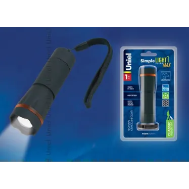 Фонарь универсальный S-LD038-C Black «Simple lightclassic plus» прорезиненный  0,5 Watt LED, упаковка кламшелл, 3хААА н/к, цвет Черный | 07595 | Uniel